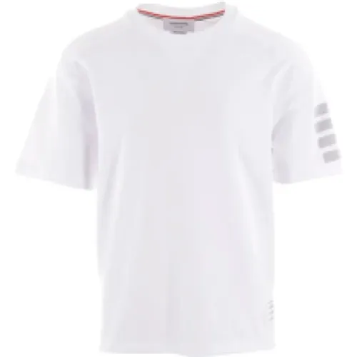 Weiße T-Shirts und Polos mit 4bar Ärmeldetail , Herren, Größe: 2XL - Thom Browne - Modalova