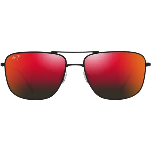 Unisex Square Sunglasses with Red Mirror Lenses , unisex, Sizes: 54 MM - Maui Jim - Modalova