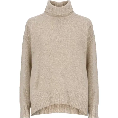 Kaschmir Beiger Pullover Hoher Kragen , Damen, Größe: XS - Vanisé - Modalova