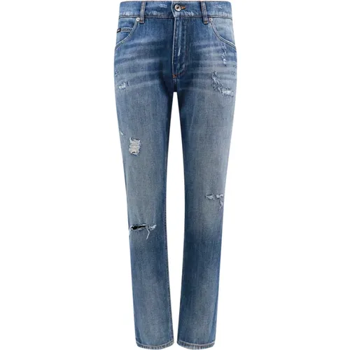 Ripped Cotton Jeans , male, Sizes: XS - Dolce & Gabbana - Modalova
