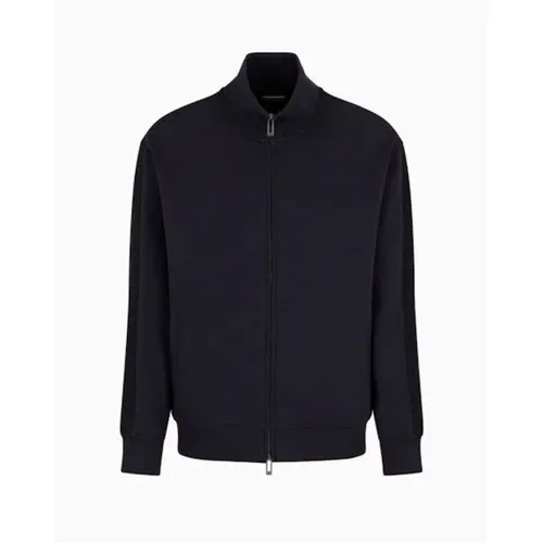 Navy Sweatshirt with Zip Closure , male, Sizes: XL, XS, S, L - Emporio Armani - Modalova