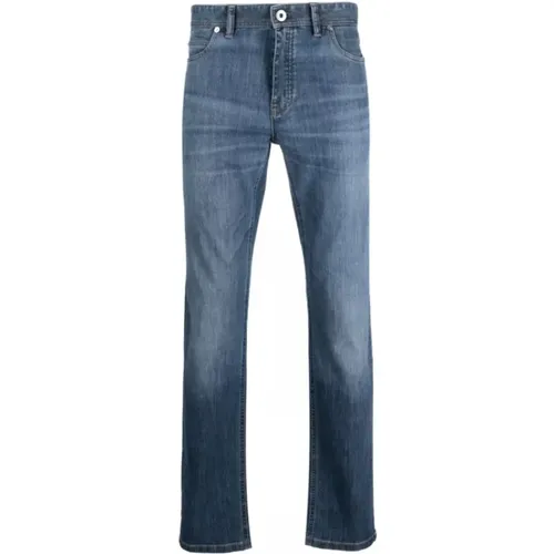 Indigo logo-patch straight-leg jeans , male, Sizes: W32, W42, W34, W33 - Brioni - Modalova