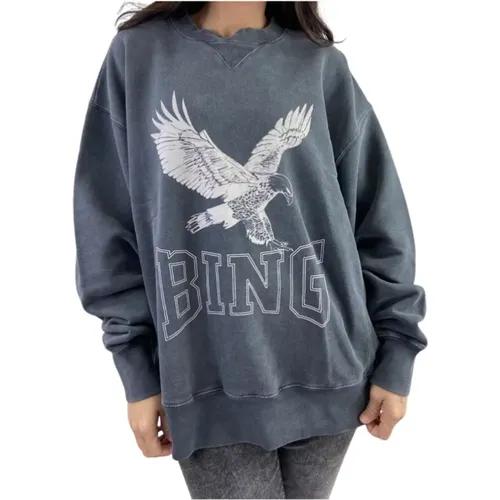 Grauer Frontdruck-Sweatshirt - Anine Bing - Modalova