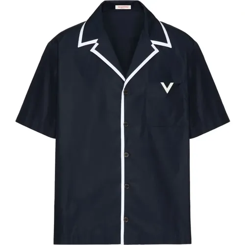 Navy Bowling Shirt mit V-Detail - Valentino Garavani - Modalova