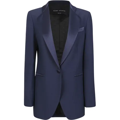 Tuxedo Jacket , female, Sizes: S, M - Hebe Studio - Modalova