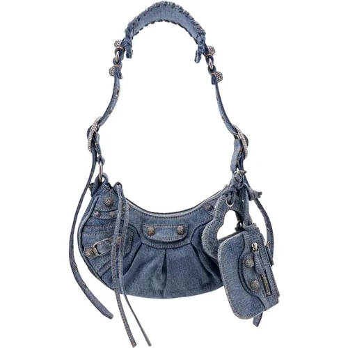 Denim Shoulder Bag with Zipper , female, Sizes: ONE SIZE - Balenciaga - Modalova
