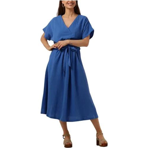 Gestreiftes Midi-Kleid Blau/Weiß Hemma , Damen, Größe: S - Minus - Modalova