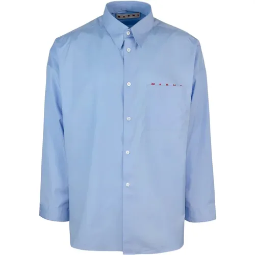 Blaues Langarmhemd aus Bio-Baumwolle , Herren, Größe: M - Marni - Modalova