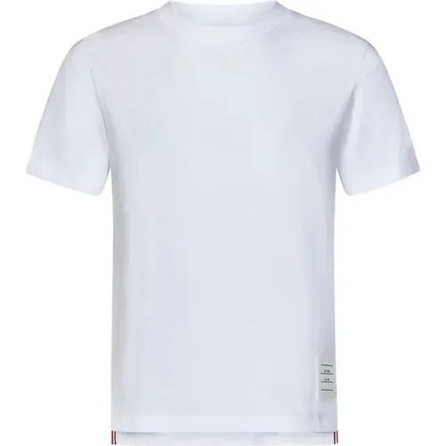 Weiße T-Shirts und Polos mit Tricolor-Details , Damen, Größe: S - Thom Browne - Modalova