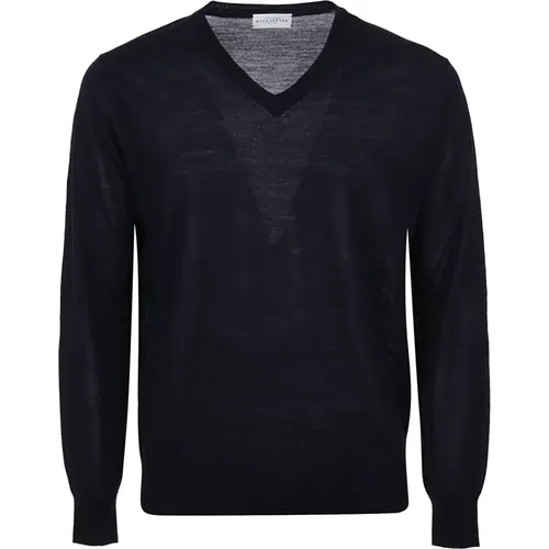 Navy V Neck Pullover Sweater , male, Sizes: 2XL, 3XL, XL, L - Ballantyne - Modalova