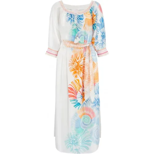 Ocean Leaf Print Long Summer Dress , female, Sizes: S - IVI - Modalova