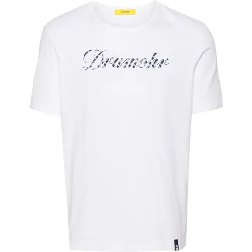 Bianco Print T-Shirt für Männer,Blau Bedrucktes T-Shirt - Drumohr - Modalova
