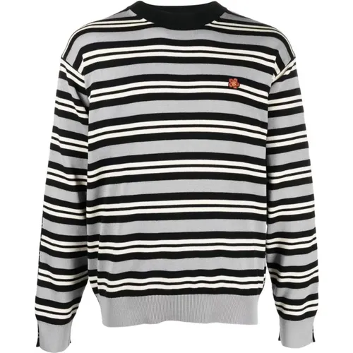 Blumenbestickter Gestreifter Pullover , Herren, Größe: S - Kenzo - Modalova