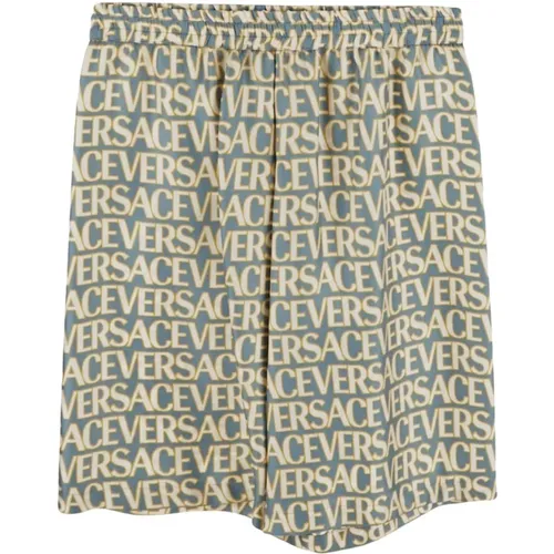 All-Over Logo Seiden Shorts Versace - Versace - Modalova