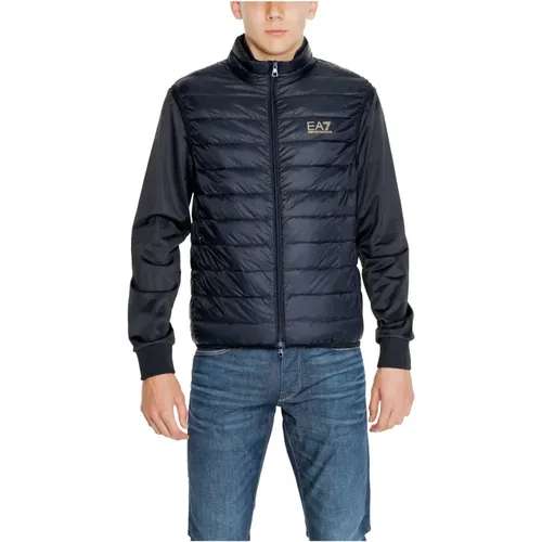 Schwarze Jacke mit Reißverschluss und Rollkragen , Herren, Größe: M - Emporio Armani EA7 - Modalova