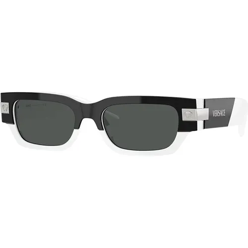 Stilvolle Sonnenbrille in Dunkelgrau , Herren, Größe: 53 MM - Versace - Modalova