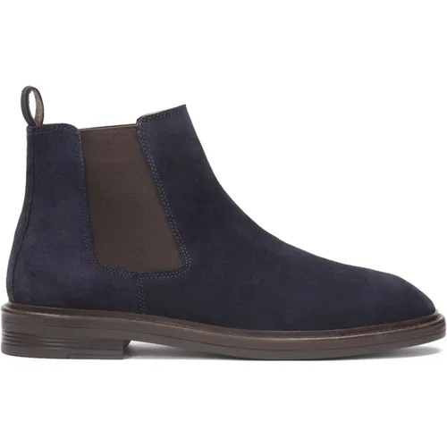 Zeitlose marineblaue Wildleder-Chelsea-Boots , Herren, Größe: 41 EU - Kazar - Modalova