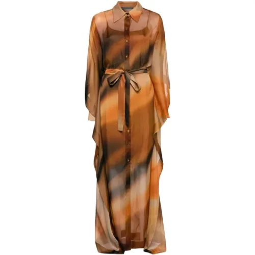Silk Ombré Dress with Layered Design , female, Sizes: M, XS - alberta ferretti - Modalova