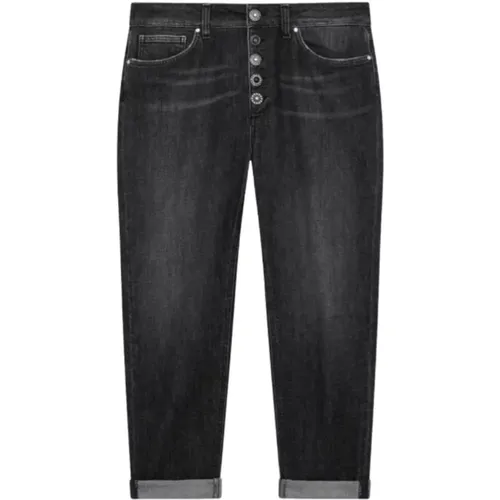 Schwarze Loose Fit Knöchellange Jeans , Damen, Größe: W30 - Dondup - Modalova