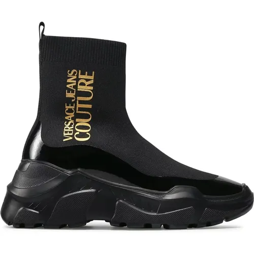 Socken-Sneakers mit Gold-Logo - Versace Jeans Couture - Modalova