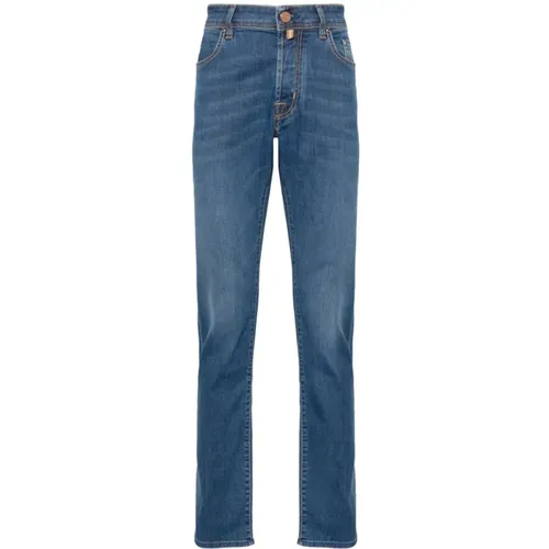 Denim Jeans with Faded Effect and Embroidered Logo , male, Sizes: W38, W40, W35 - Jacob Cohën - Modalova
