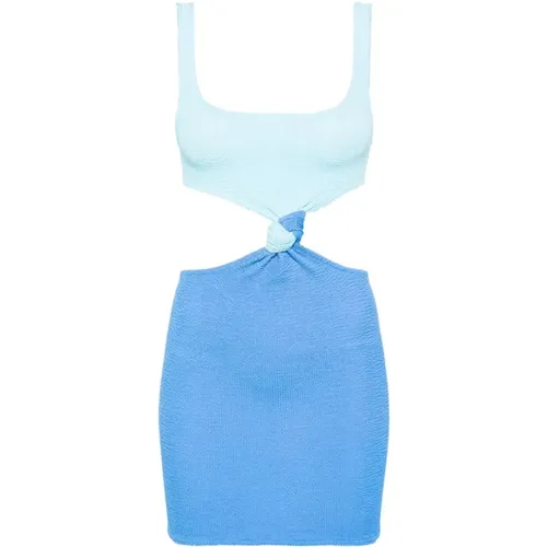 Blaues ärmelloses Kleid mit Knotendetails - MC2 Saint Barth - Modalova