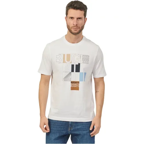 Herren Baumwoll-T-Shirt mit Logo-Druck , Herren, Größe: L - Bugatti - Modalova