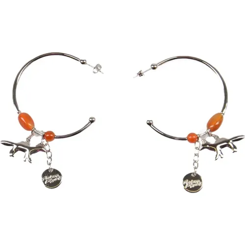 Fox Beads Hoop Earrings , female, Sizes: ONE SIZE - Maison Kitsuné - Modalova