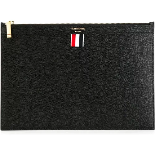 Leather Document Holder Wallet , male, Sizes: ONE SIZE - Thom Browne - Modalova