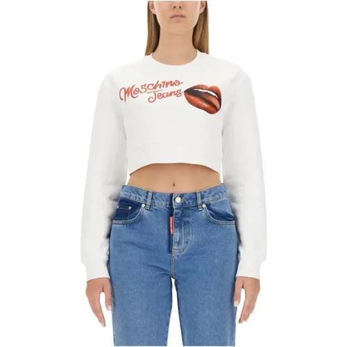 Logo Cropped Sweatshirt , Damen, Größe: L - Moschino - Modalova