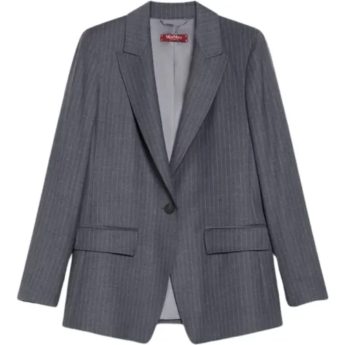 Grauer Wollflanell-Blazer , Damen, Größe: XS - Max Mara Studio - Modalova