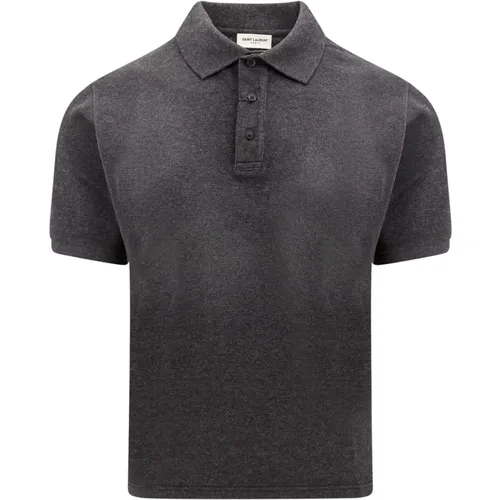 Grey Polo Shirt - Stylish Upgrade for Men`s Wardrobe , male, Sizes: L - Saint Laurent - Modalova