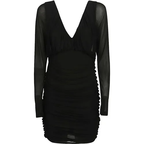 V-Neck Dress, Long Sleeves , female, Sizes: L, M, 2XL, S - Saint Laurent - Modalova