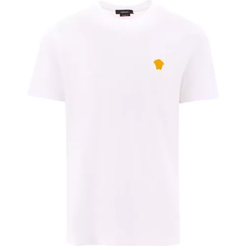 Stylish Cotton Crew-Neck T-Shirt White , male, Sizes: M, L, XL, 2XL, S - Versace - Modalova
