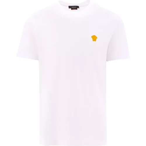 Stylish Cotton Crew-Neck T-Shirt White , male, Sizes: M, L, XL, S - Versace - Modalova