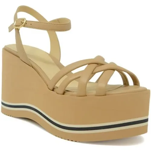 Brown Leather Wedge Sandals Ss24 , female, Sizes: 6 UK, 4 UK, 5 UK - Paloma Barceló - Modalova