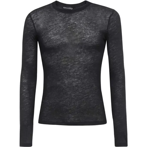 Kaschmir Gerippter Crew-Neck Pullover , Damen, Größe: 3XS - Tom Ford - Modalova