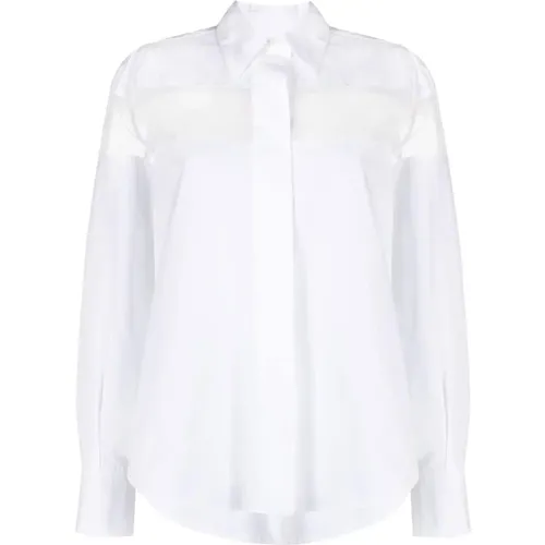 Sophisticated Cotton Shirt with Sheer Organza Insert , female, Sizes: XS - Valentino - Modalova