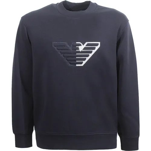 Blauer Pullover mit Adler-Logo , Herren, Größe: 2XL - Emporio Armani - Modalova