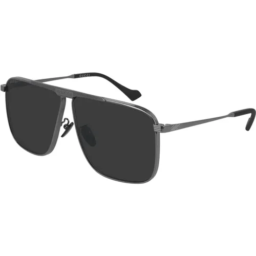 Sunglasses Gg0840S 001 ruthenium ruthenium grey size: 63/10/145 , male, Sizes: 63 MM - Gucci - Modalova