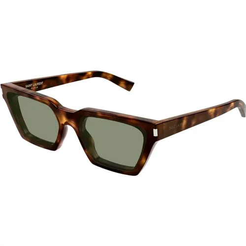 Calista Sonnenbrille Havana/Grau Grün , Damen, Größe: 57 MM - Saint Laurent - Modalova