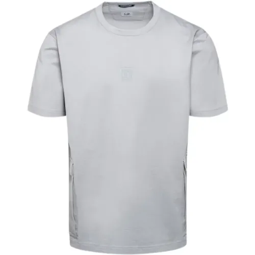 Graues Cargo Taschen T-Shirt mit Logo-Print , Herren, Größe: L - C.P. Company - Modalova