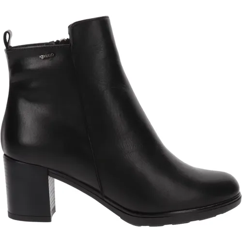 Leather Zip Closure Women Ankle Boots , female, Sizes: 4 UK, 5 UK, 7 UK, 6 UK - IGI&Co - Modalova