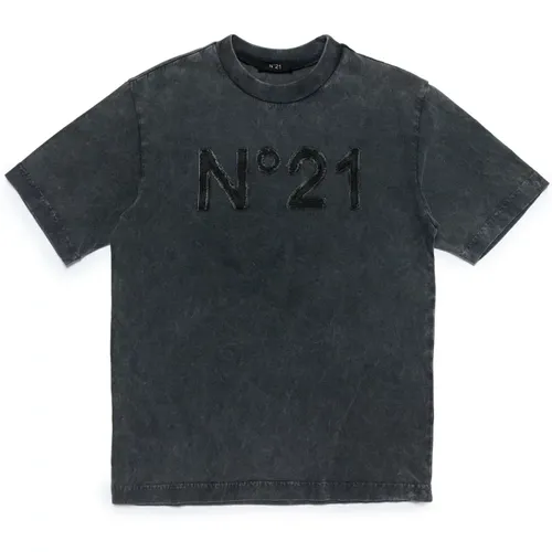 Meliertes Baumwoll-T-Shirt mit Logo - N21 - Modalova