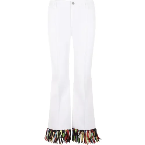 Straight Leg Jeans with Multicolored Marble Print Fringes , female, Sizes: 2XS - EMILIO PUCCI - Modalova