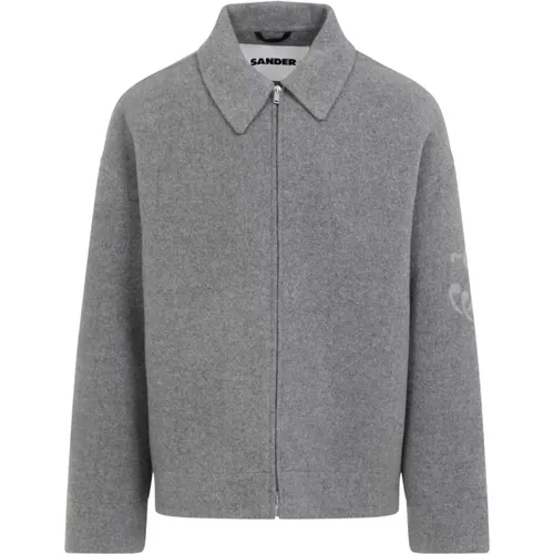 Elegant Grey Wool Coat Aw24 , male, Sizes: L, M - Jil Sander - Modalova