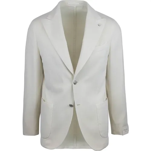 Klassische Weiße Jacke Baumwolle Kaschmir , Herren, Größe: L - Lubiam - Modalova