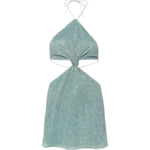 Grünes Aqua Lurex Kleid , Damen, Größe: M - Oseree - Modalova