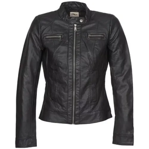 Schwarze Lederjacke Frauen Bandit , Damen, Größe: L - Only - Modalova