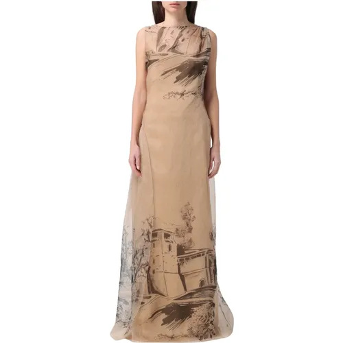 Printed Organza Dress , female, Sizes: M - alberta ferretti - Modalova